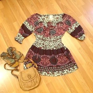 ✨Boho pattern 3/4 sleeve dress size Small!